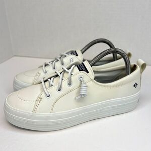 Sperry Top-Sider Women’s Size 7.5 White Leather Crest Vibe Sneakers STS84423